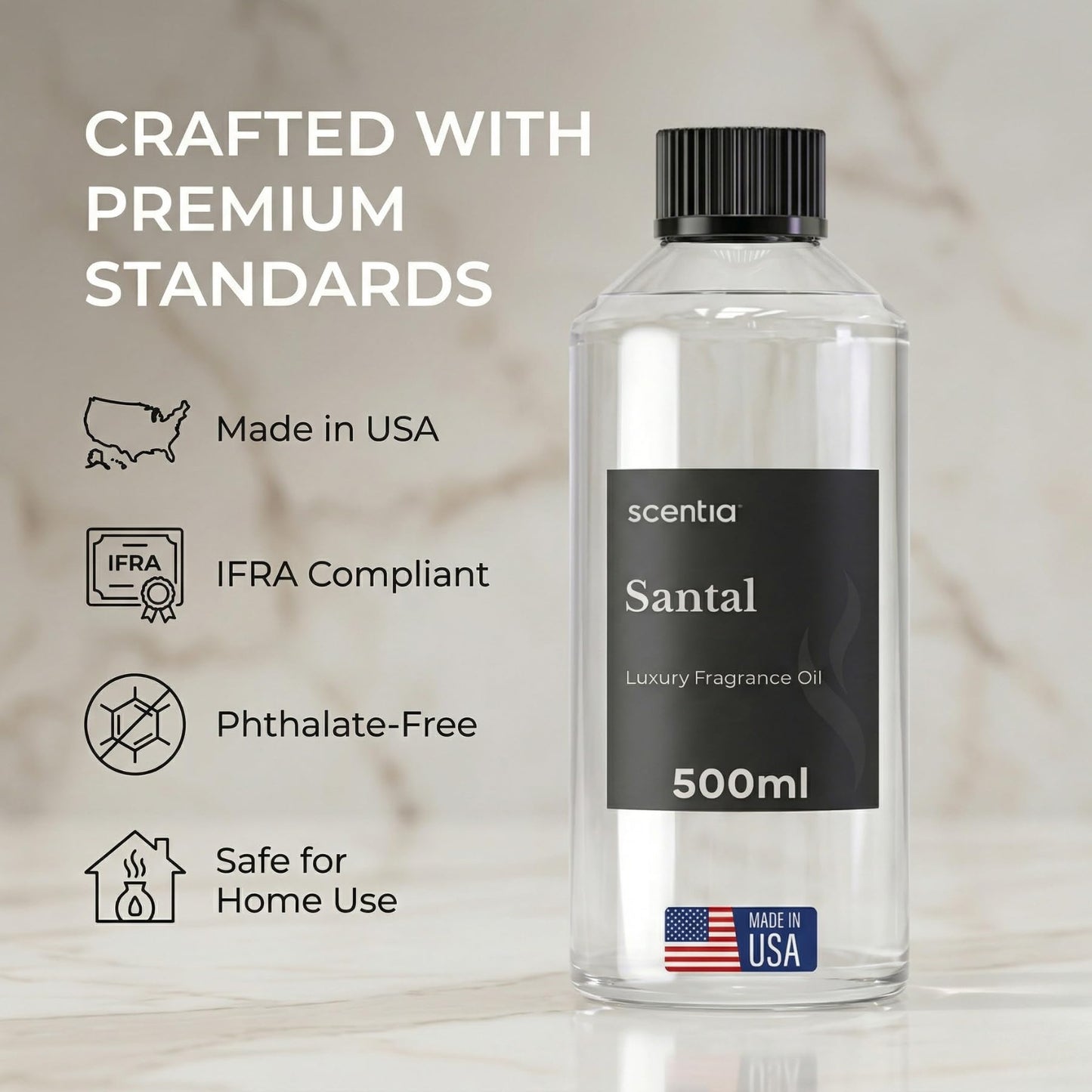 Scentia Santal Diffuser Oil 500ml – Luxury Santal-Inspired Oil – Cedarwood, Amber, Musk, Vanilla – Essential Oil Blend for Large Rooms, Cold-Air Diffusers, HVAC & Ultrasonic, Thanksgiving Gift