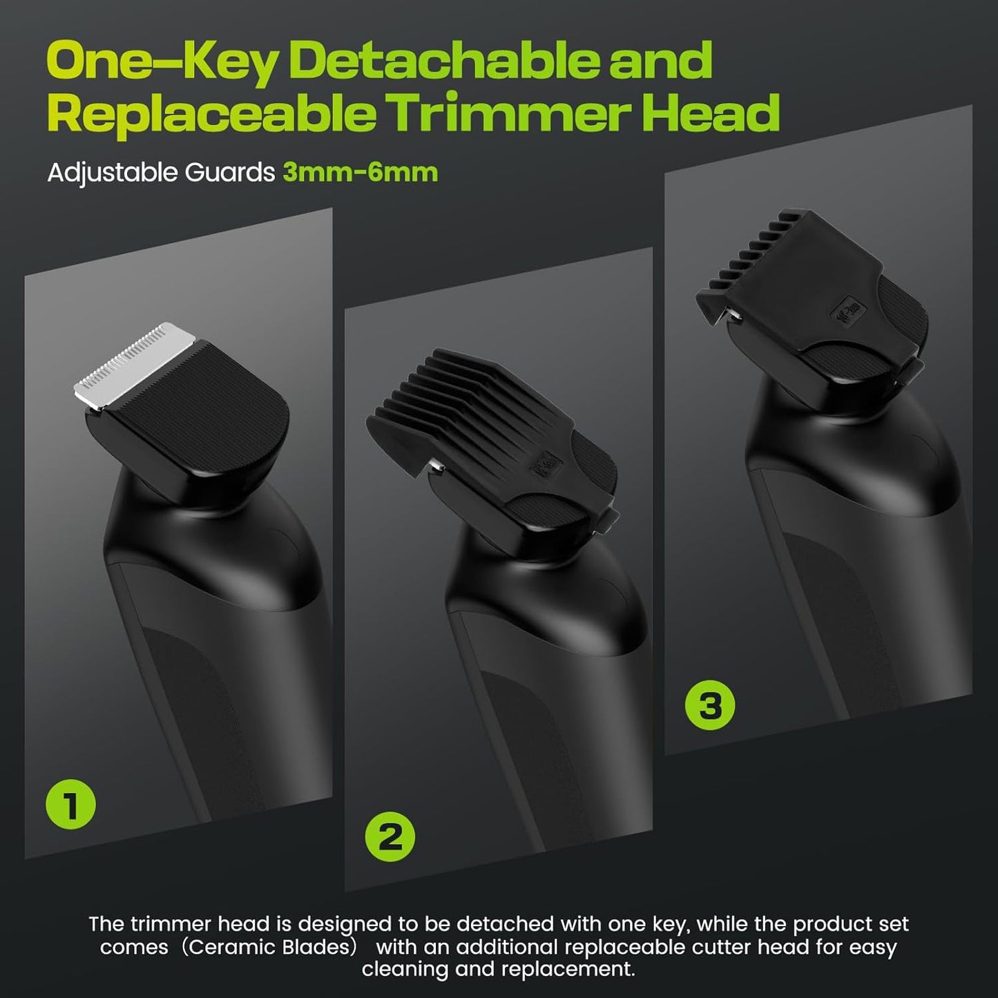 Electric Body Hair Trimmer for Men - Multi-Angle Ceramic Blade, LED Screen, IPX6 Waterproof | 7000RPM Speed, USB Charging