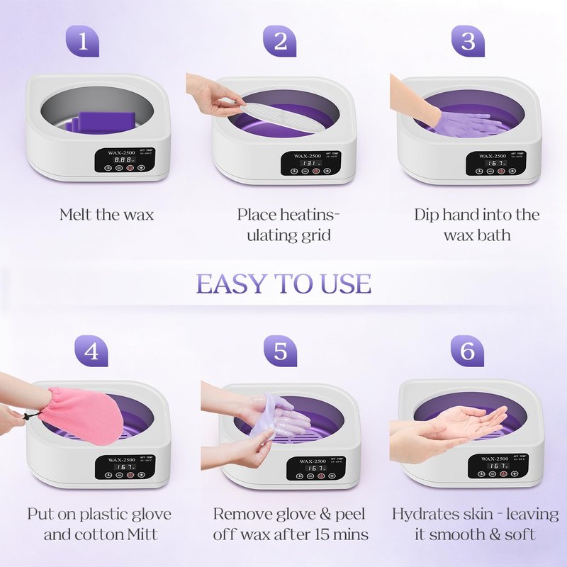Paraffin Wax Machine for Hands and Feet–Paraffin Wax Warmer with Auto-Timer and Keep Warm Mode, Paraffin Wax Bath Moisturizing Kit for Arthritis, Skin Hydration, Relax Muscles-White