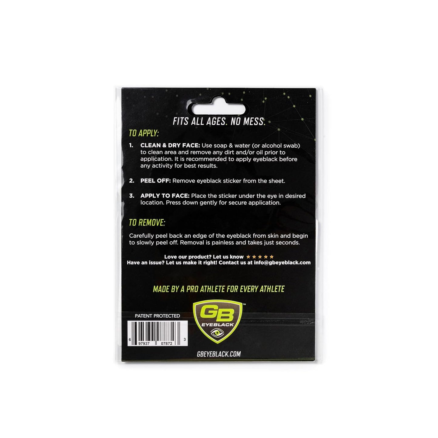 Breathable Eye Strips - Peel & Stick Athletic Eyeblack Stickers for Baseball, Football, Softball, Lacrosse | Black - 15 Pairs