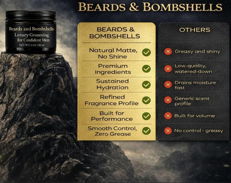 Beards & Bombshells Hydrating Beard Butter, Light Whipped, Non-Greasy, Softens Hair, Tames Frizz, Adds Light Shape (Manhatton Noir)
