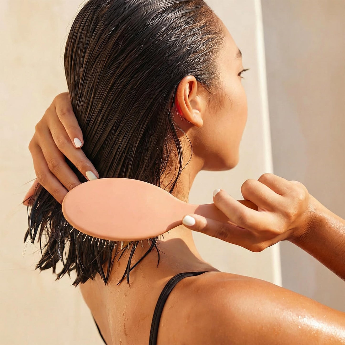 Yulume 2-Pack Paddle Brush Set, Air Cushion Round-Tip Steel Pins for Scalp Massage, Pain-Free Detangling for Wet, Dry, Curly & Thick Hair, Anti-Static, Bonus Tail Comb & Clip, Pink & Orange