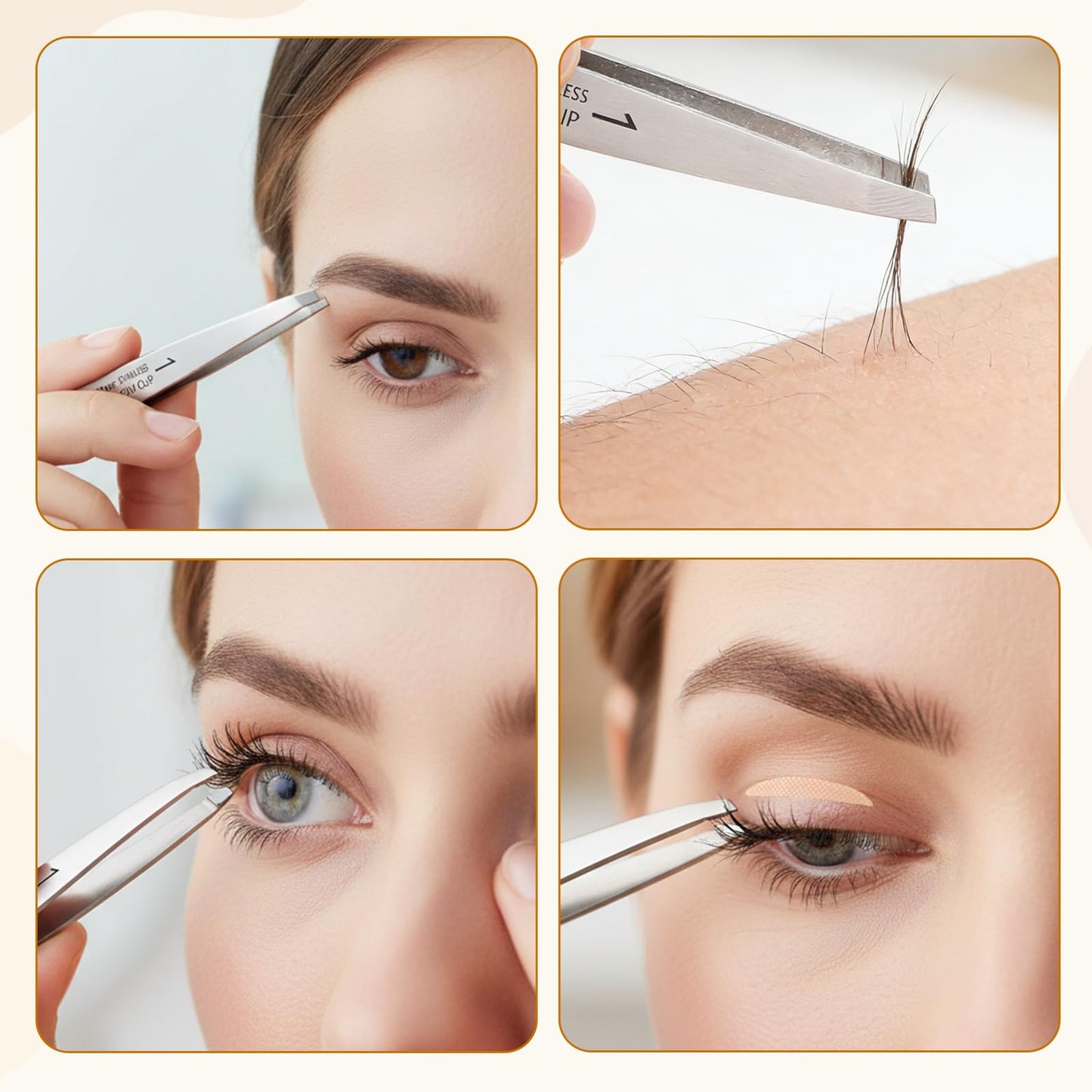 Tweezers for Women Facial Hair Stainless Steel Eye Tweezers for Eyebrows Eye Brow Tweezer Slanted Tweezer for Hair Removal Eyebrow Shaping Crafting, Women Men, Silver, with Case