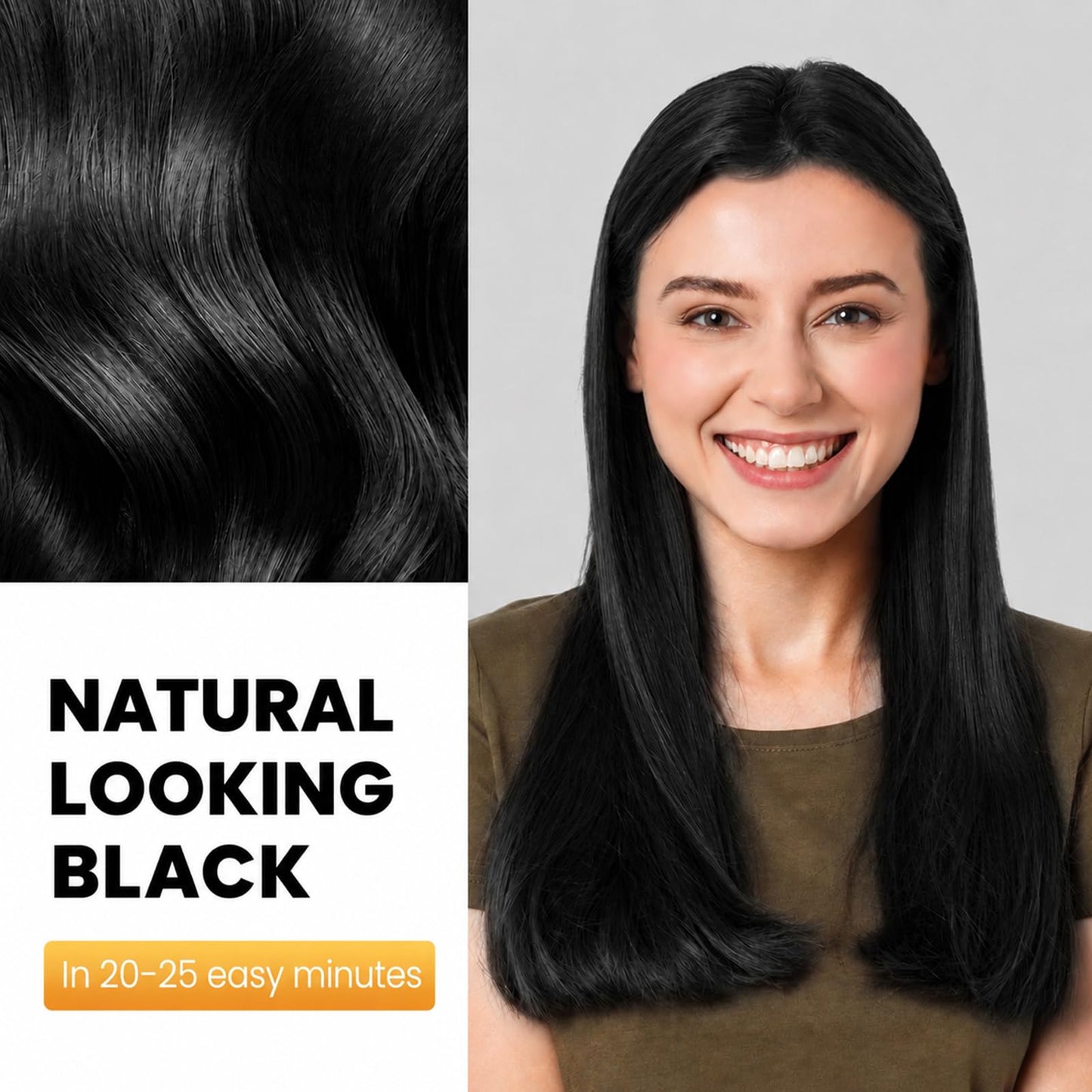 KAISASA Black Hair Dye Shampoo 3 in 1, Hair Color Shampoo for Women and Men, Hair Dye to Cover Gray Hair, Dye Shampoos for Grey Hair Coverage 500ml (Black)