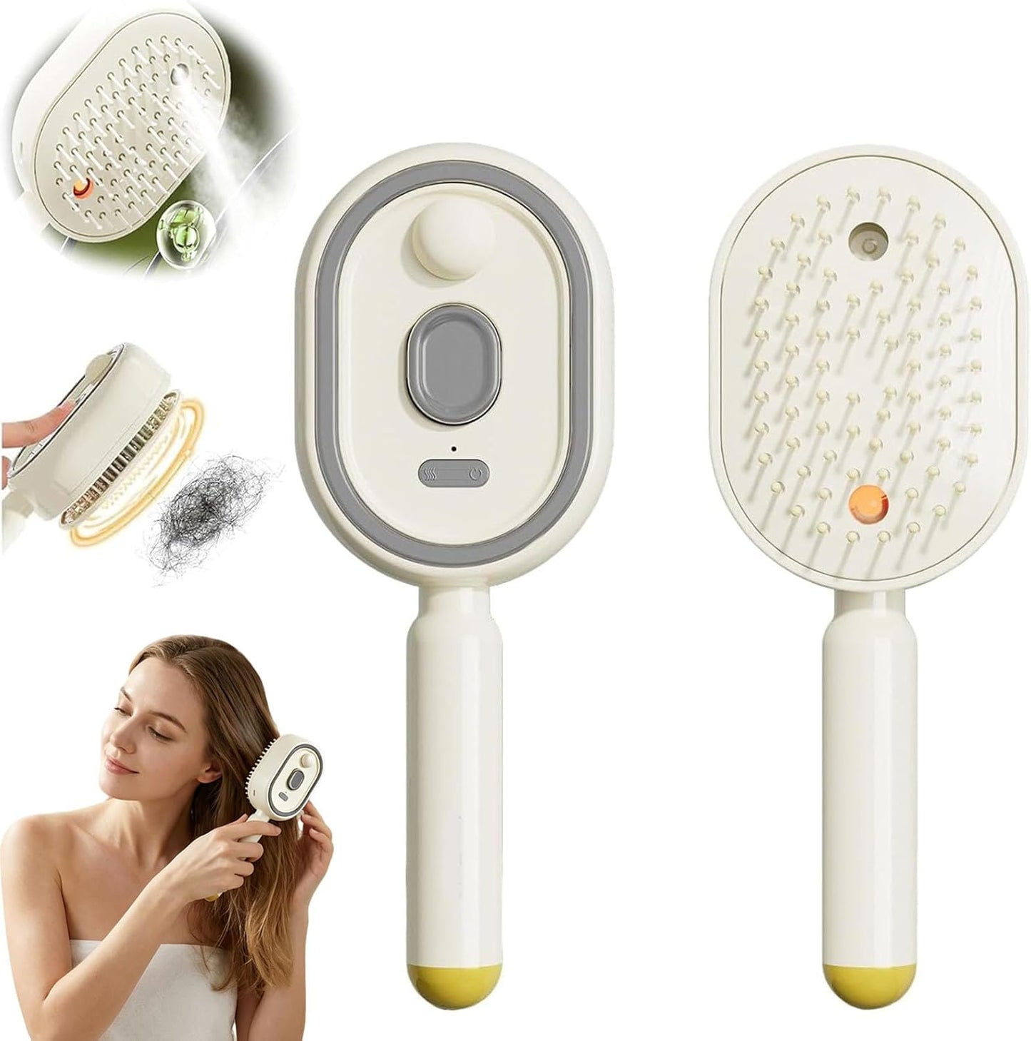 Electric Steam Brush - Rechargeable Hair Straightener & Detangler | Reduces Frizz, Nourishes Hair - Purple