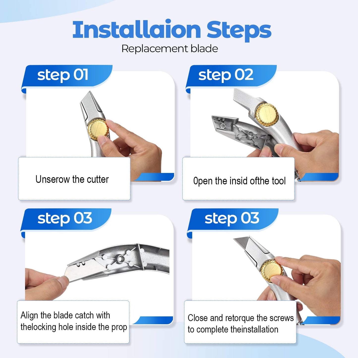lizenoz 2PCS Silver Fixed Blade Roofing Knife Utility Knife with 3 functions for 6 blades Box Cutter with Holster Belt Clip Roofing Tools for Carpet, Outdoor Indoor Construction Marking
