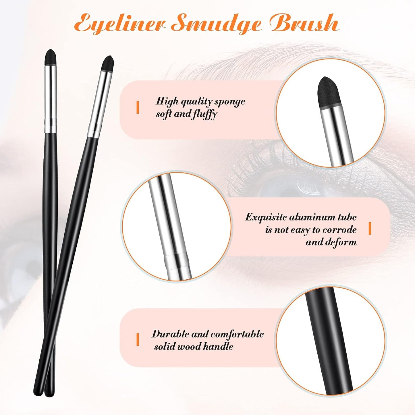 Zubebe Eyeliner Smudge Brush Set - Soft Makeup Tool for Blending Eyeshadow & Liner | 6.2 Inch