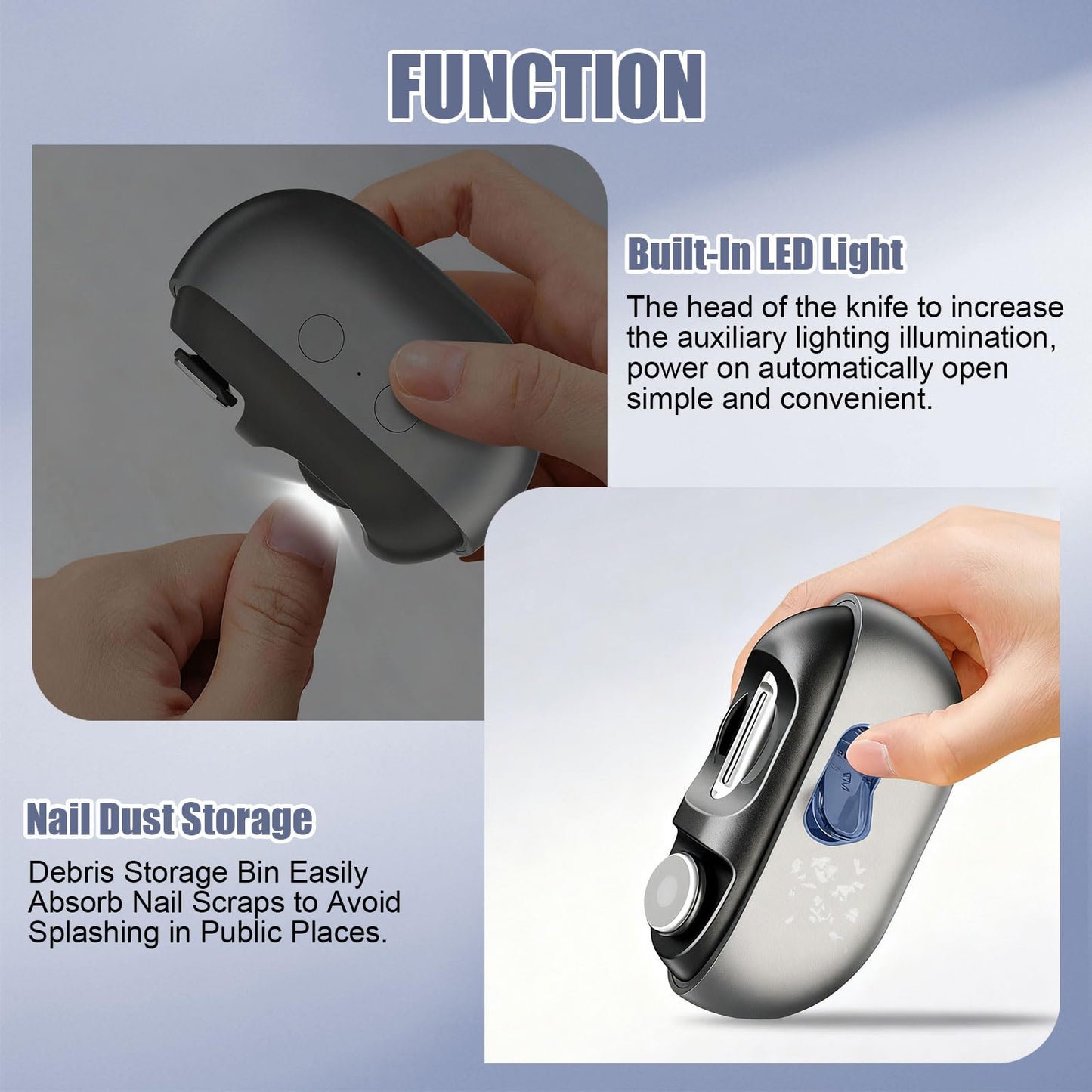 Electric Nail Clipper, Electric Nail Clippers for Seniors & Adults (Grey)