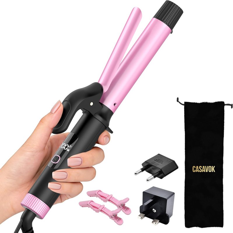 Travel Curling Iron - 1 Inch Dual Voltage Ceramic Barrel | Compact Design for Short Hair, 5 Temp Settings