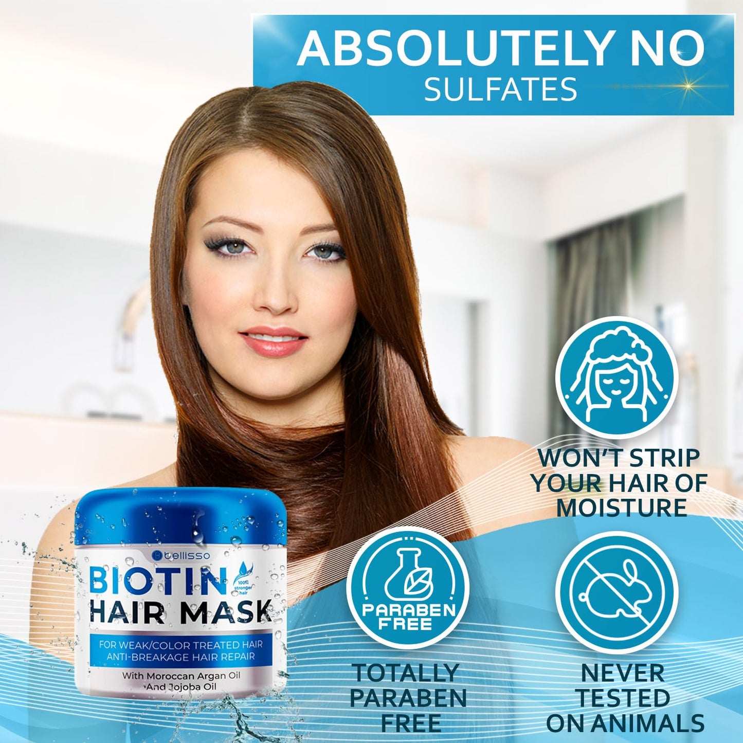 Biotin Hair Mask - Volume Boosting Deep Conditioner for Dry, Damaged Hair | Hydrating Repair Treatment for Curly Hair