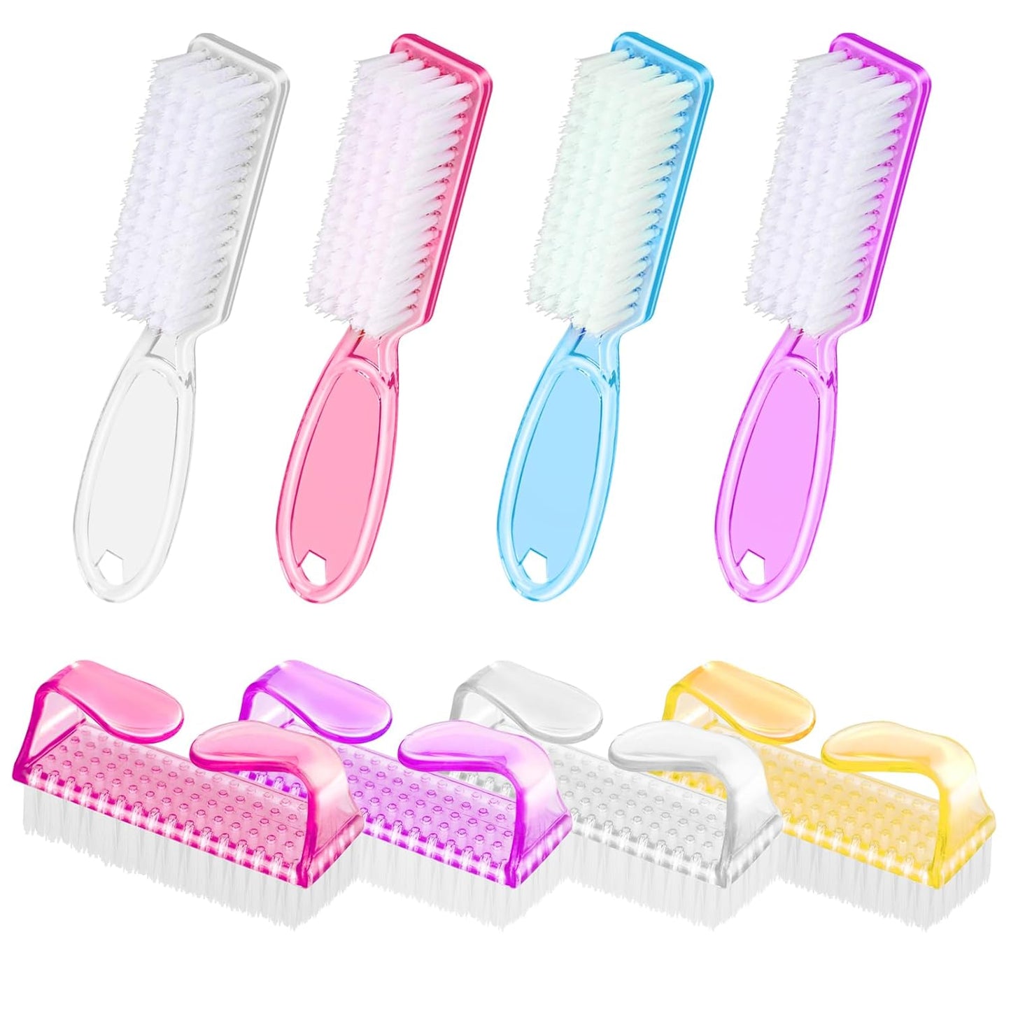 Nail Brushes for Cleaning Fingernails - Handle Grip Scrubber Kit | 8-Pack Manicure & Pedicure Tools for Men & Women
