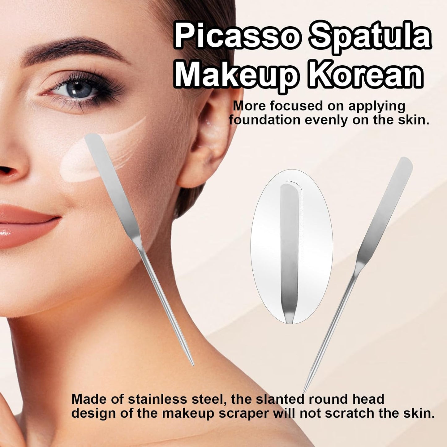 Professional Makeup Spatula Set - 5pcs Stainless Steel Palette for Foundation, Acrylic Cosmetic Tools | Reusable Beauty Accessories