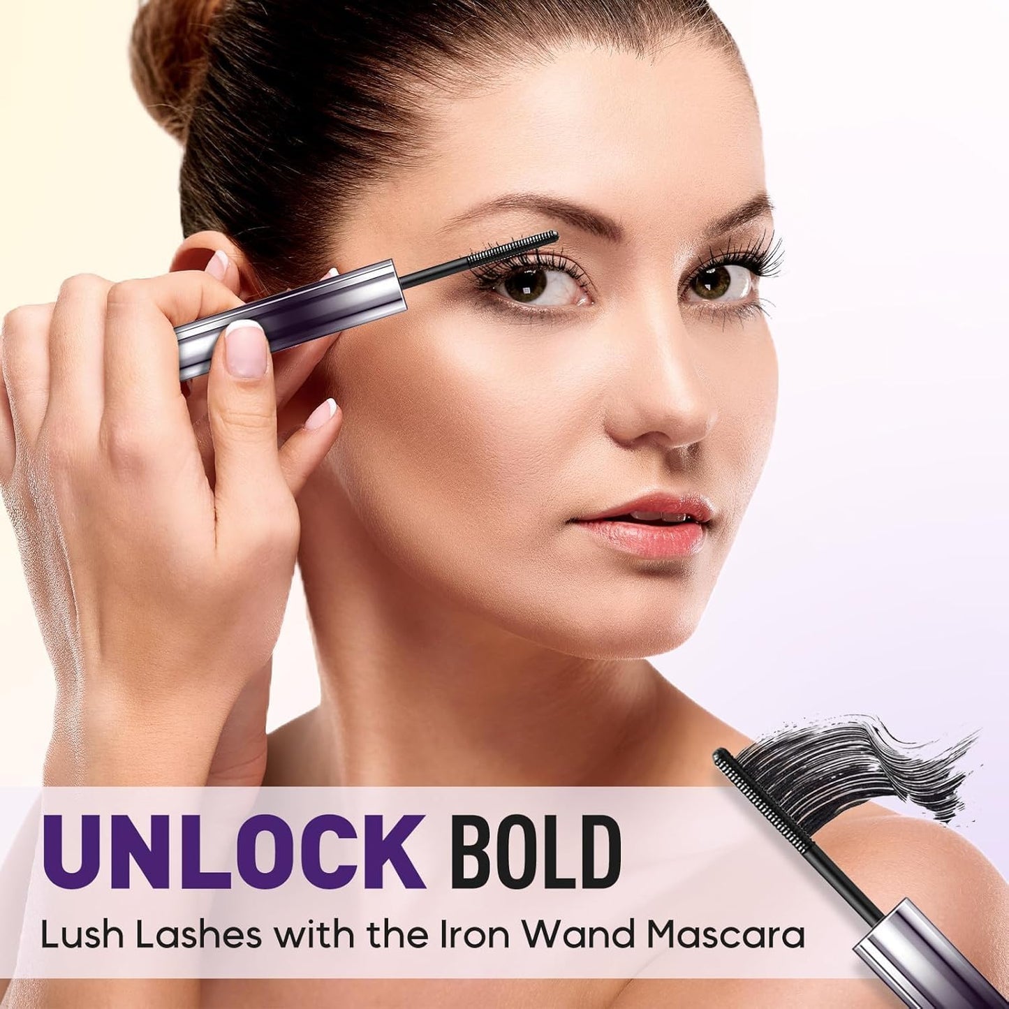 Iron Wands Rod Mascara, 3D Curling Eyelash Iron,Washable Waterproof Brushless Wand Mascara, Long Lasting Lash Extensions,No Flaking, No Clumping （BLACK)