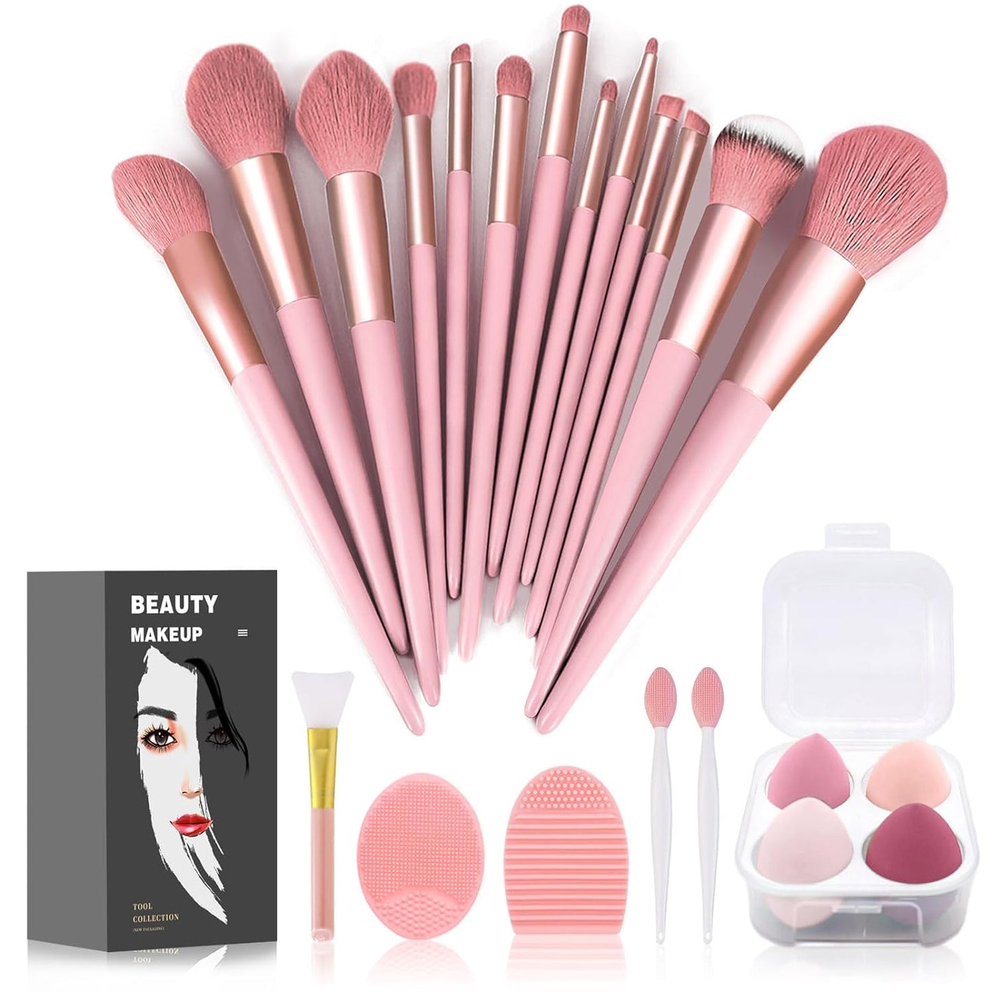 Makeup Brushes Set - 22 Pcs Professional Kit with Foundation & Eyeshadow Brushes | Green