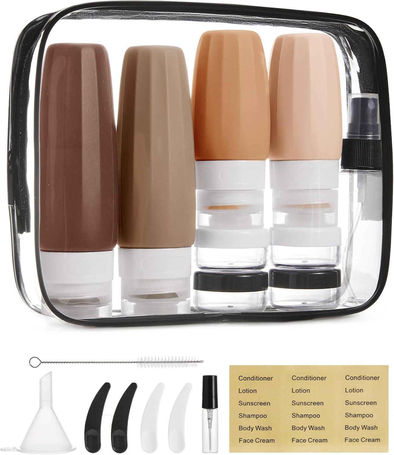 BAGSMART TSA Approved Toiletry Bag - 2 Pack Clear Makeup Organizer | Quart Size Travel Essentials, Black