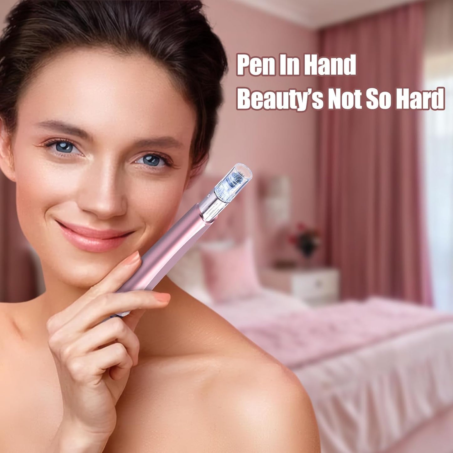 Microneedling Pen - 0.25mm Derma Roller for Face & Scalp | 12 Cartridges Included, Home Use Skin Care Kit