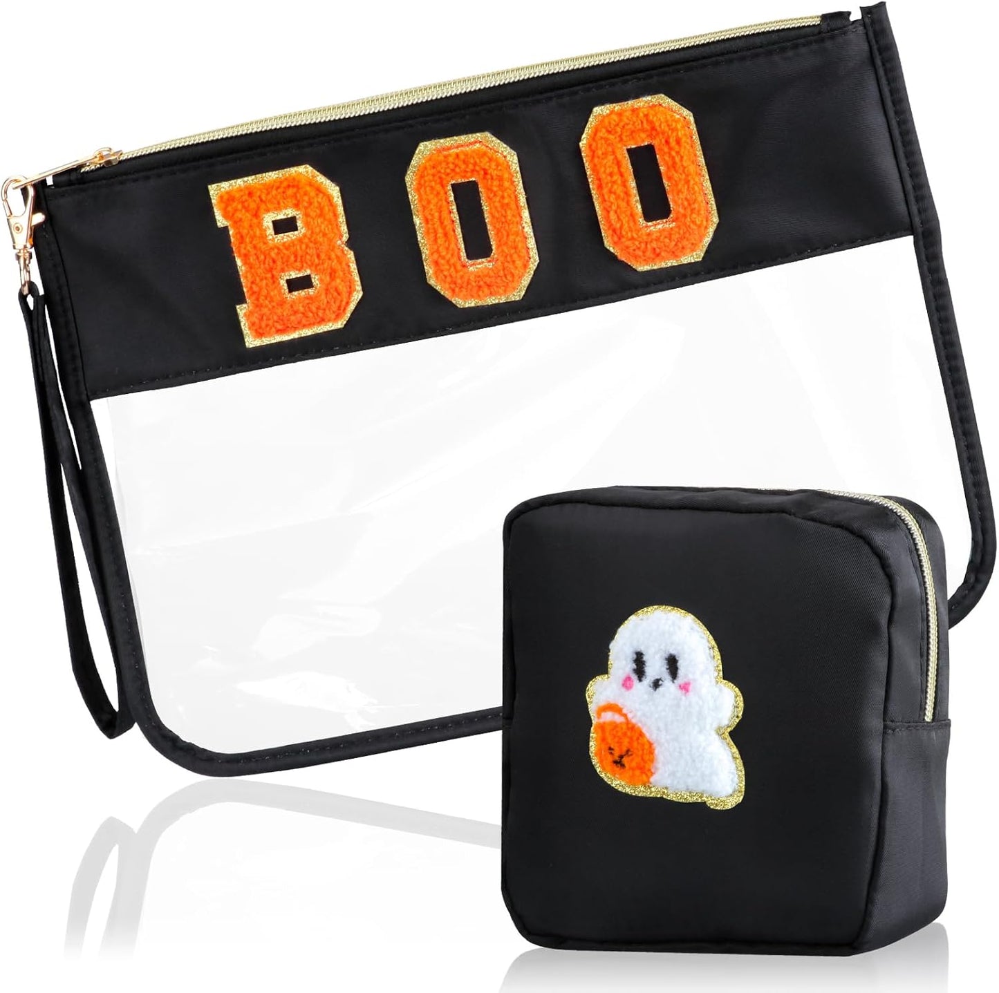 Softball Gifts Makeup Bag - 2 Pcs Clear PVC Organizer Pouch | Waterproof Travel Toiletry Bag for Women