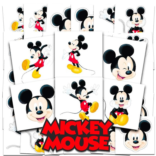 Mickey Mouse Temporary Tattoos - 72 Perforated 2" x 2" Kids Party Favors | Fun Mickey Mouse Designs