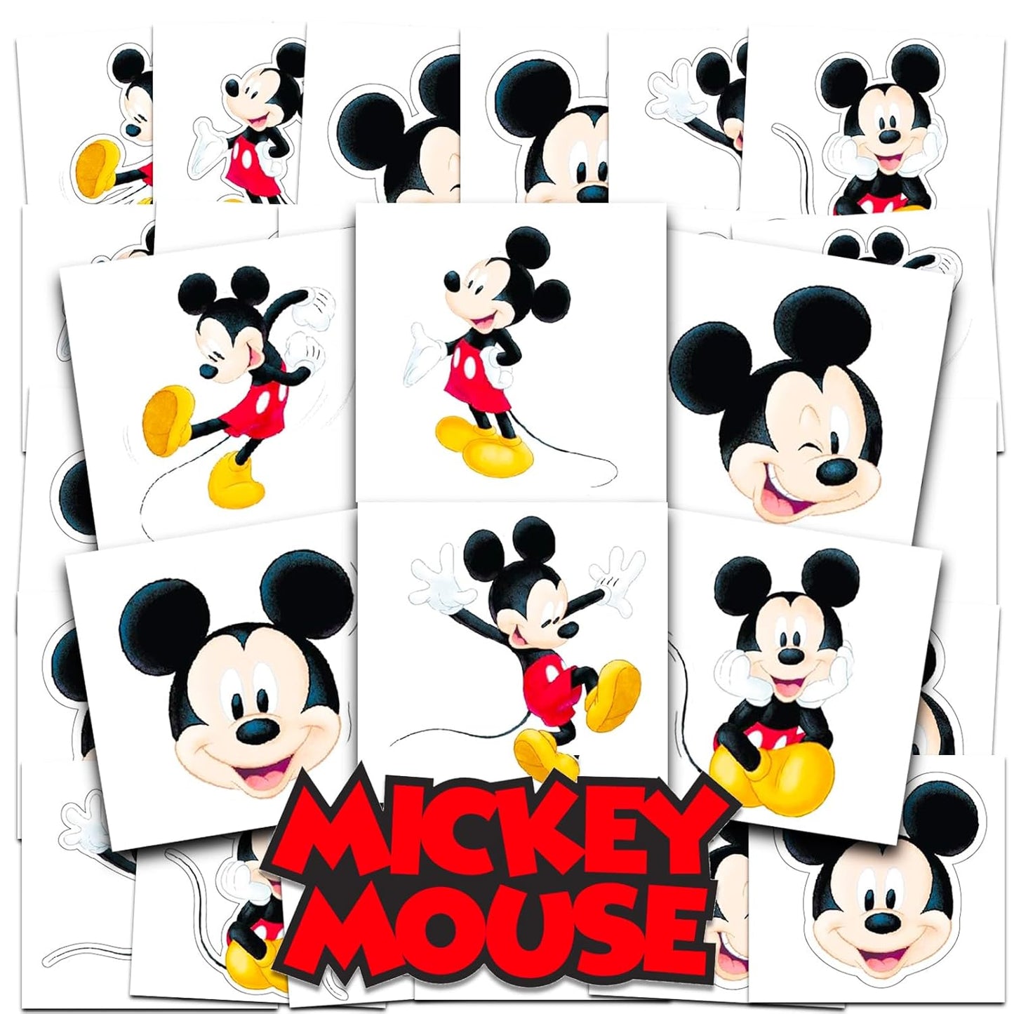 Mickey Mouse Temporary Tattoos - 72 Perforated 2" x 2" Kids Party Favors | Fun Mickey Mouse Designs