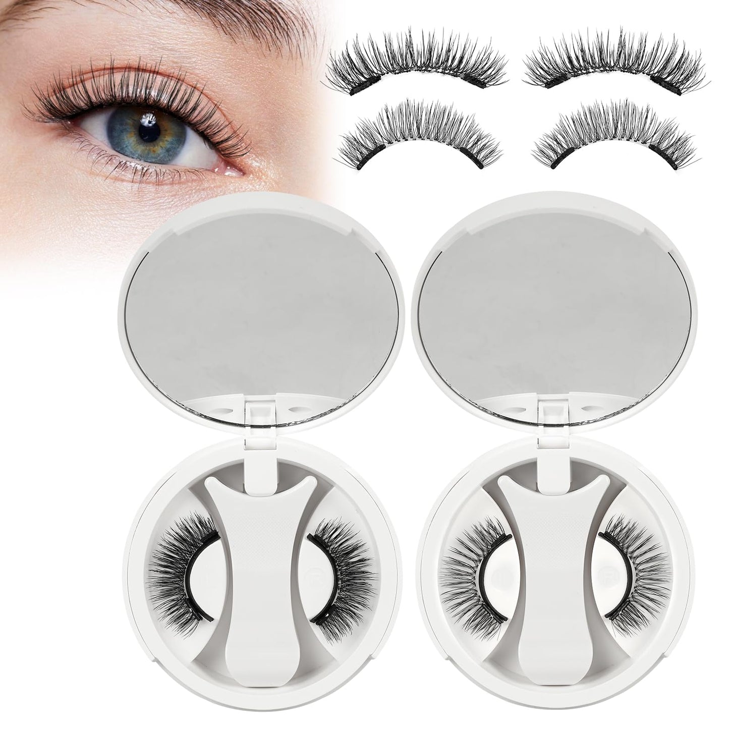 Higu clace Magnetic Eyelashes with Applicator 2 Pairs Magnetic Eyelashes No Glue Needed Reusable Magnet Lashes Natural Look Easy to Wear and Remove(NZH-A+MB)
