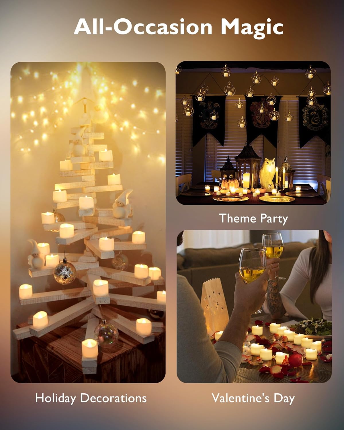 Flickering Flameless Candles - 24Pcs Battery Operated LED Tea Lights | 200+ Hours for Weddings, Parties, Decor