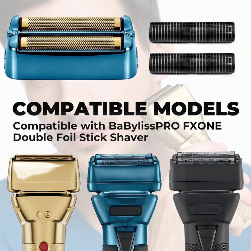 Shaver Replacement Foil and Cutter for BaBylissPRO FXONE Double Foil Stick Shaver，Hypoallergenic Extra-close Shaver Replacement Head (FX79RF2BL(BLUE)-1 Pack)