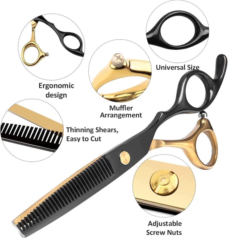 Professional Hair Cutting Scissors - Stainless Steel Barber Thinning Shears | Multifunctional Kit for Salon & Home Use