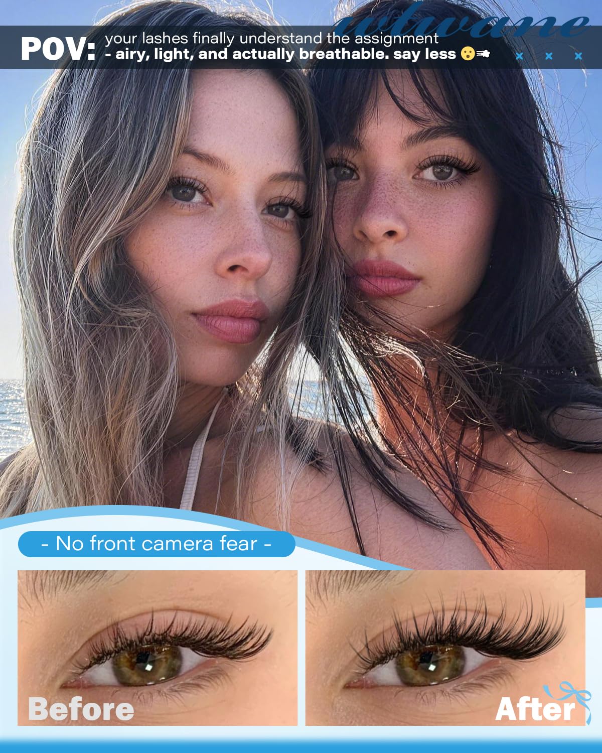 Wtvane Wispy Lash Clusters Fluffy Eyelash Clusters Lashes 10-16mm Natural Cluster Eyelash Extensions CD Curl Incividual Lashes Clusters with Thin Band Soft Wear DIY Wispy Lash Extensions for Daily