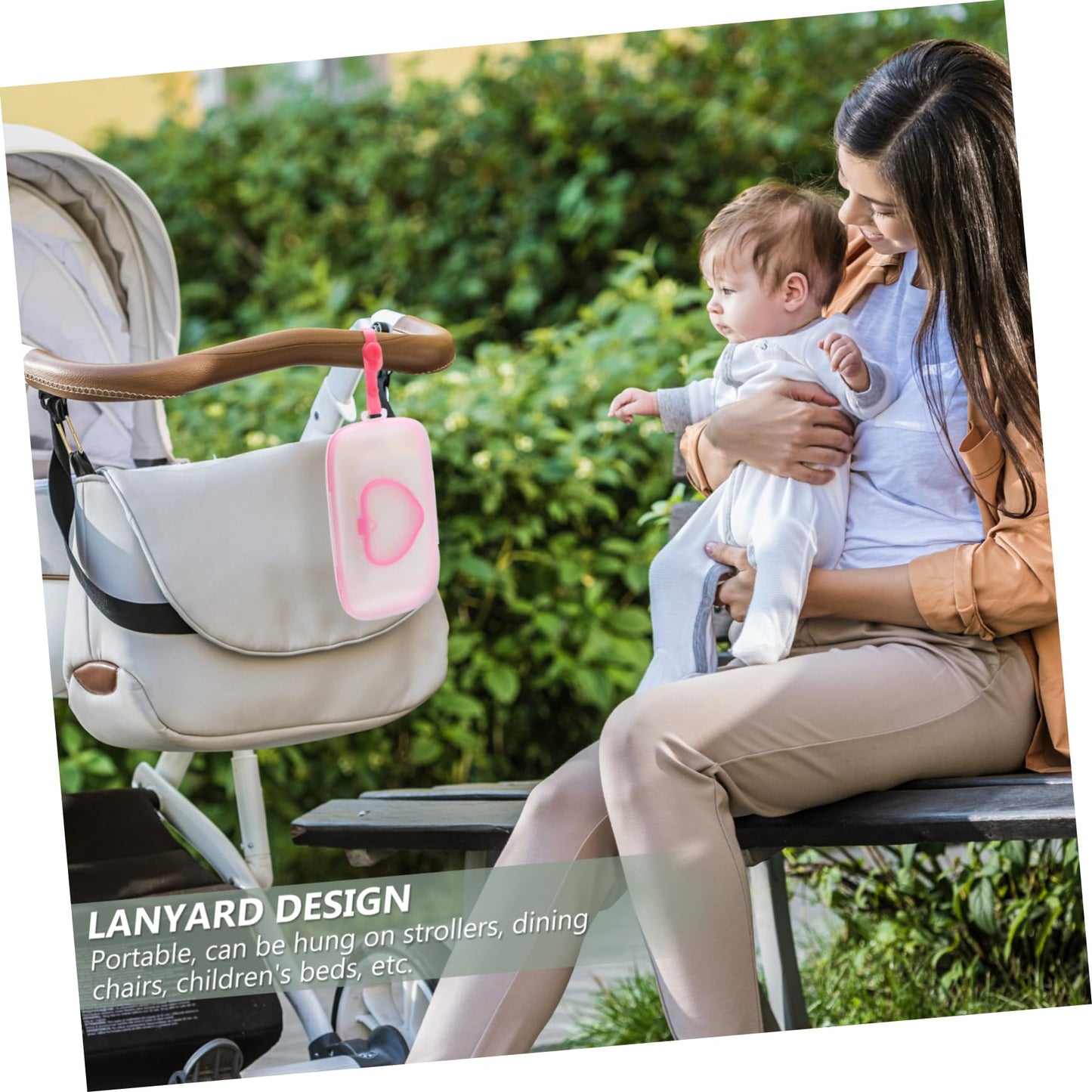 Healeved Baby Wipes Dispenser: On- The- Go Wipes Dispenser Travel Wipes Case Baby Wipe Holder Outdoor Stroller Wet Wipes Box Portable Refillable Wipes Container Pink