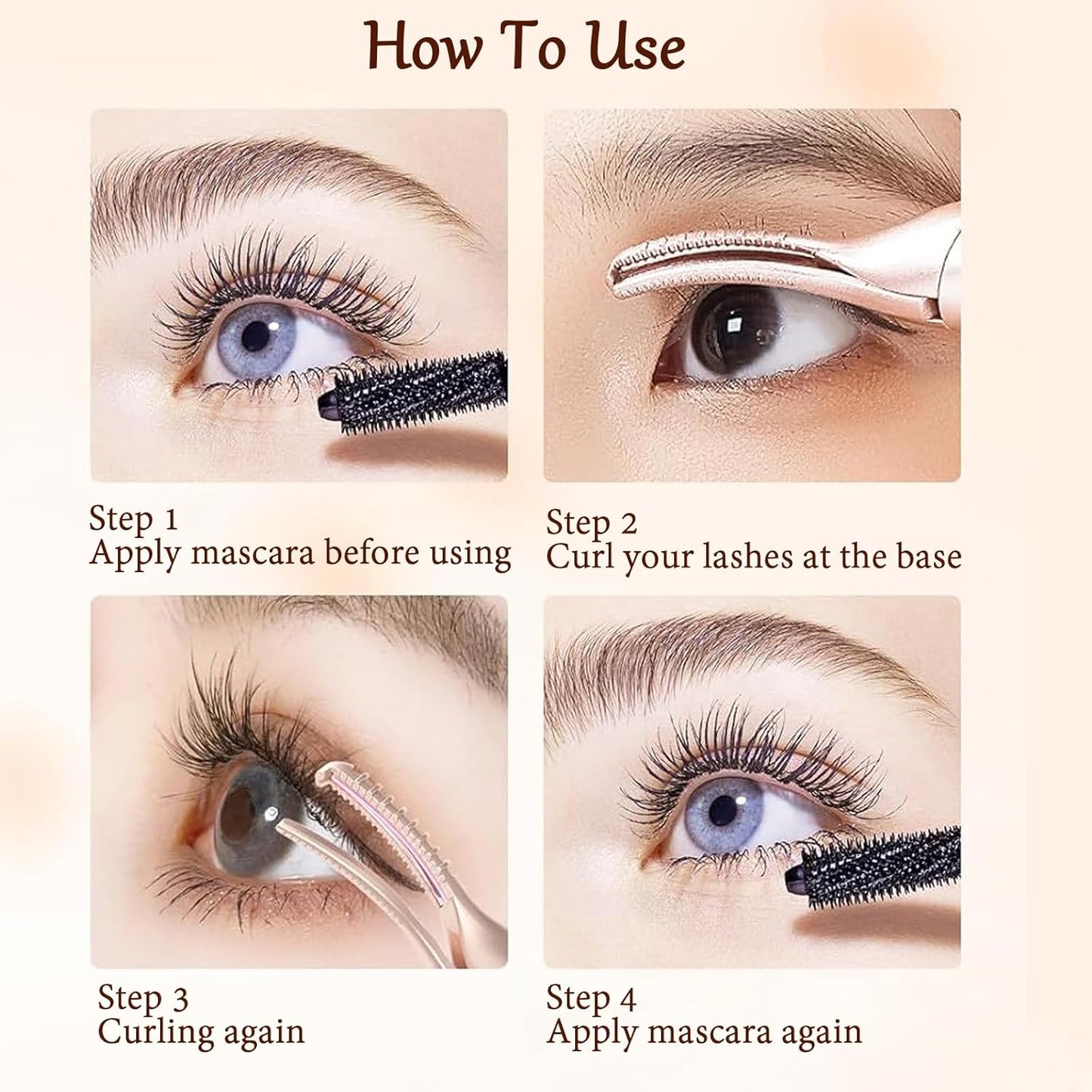 Heated Eyelash Curler - 2-in-1 Electric Eyelash & Eyebrow Trimmer | USB Rechargeable, Anti-Burn Design, Gold