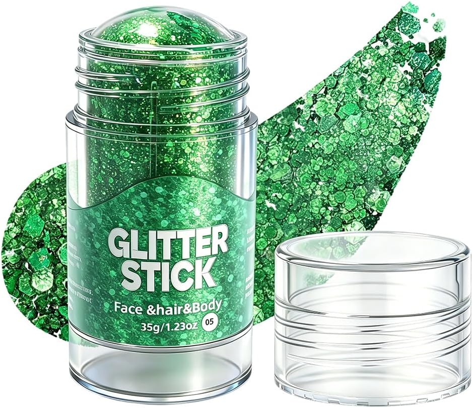 Red White Blue Glitter Stick - Patriotic Face & Body Makeup for 4th of July | Festival Party Accessory (Silver-Gray)