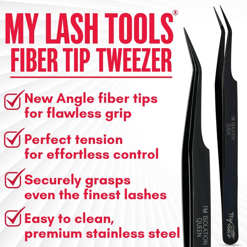 My Lash Tools Isolation Tweezer Black Fiber Tip Lash Tweezer 12cm – Precision Stainless Steel Eyelash Extension Tool, Anti-Slip, Fine Tip for Lash Separation & Placement, Lash Artist Supplies
