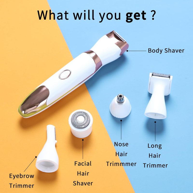 Led Display Electric Razor for Women，4 in 1 Rechargeable Wet & Dry Electric Shaver and Facial Hair Remover，Painless Pubic Hair Trimmer for Face Nose Eyebrow Arms Armpit Legs Pubic Area.
