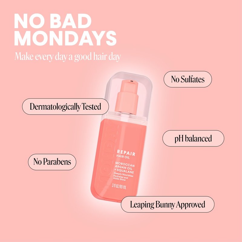 MONDAY HAIRCARE REPAIR Hair Oil with Moroccan Argan Oil & Squalane – 3 oz, Deeply Nourishes, Hydrates, and Adds Shine(Pack of 2)