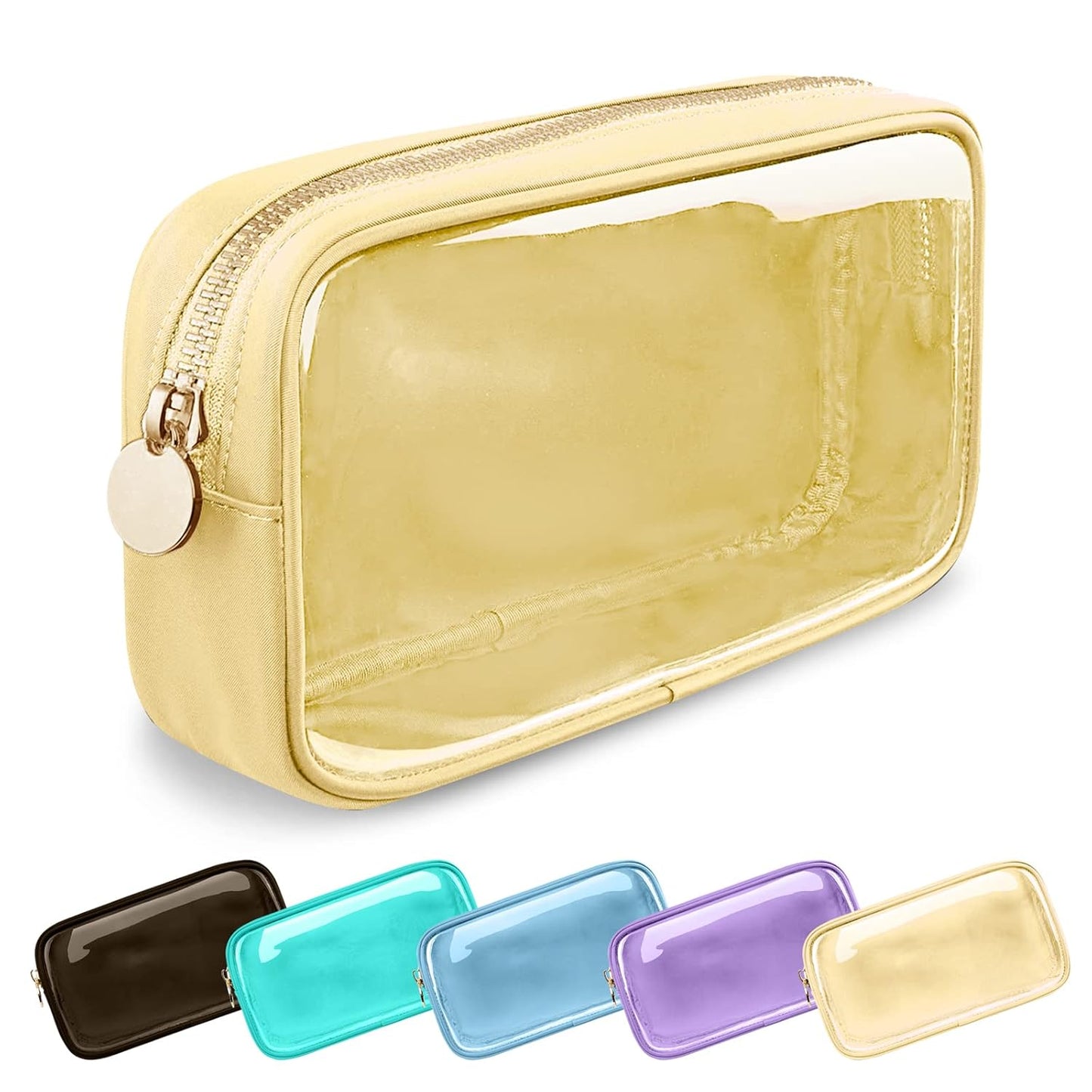 Waterproof Mini Floral Makeup Bag - Nylon Travel Pouch for Women | Cute Zipper Toiletry Organizer (Mini White-Flowers)