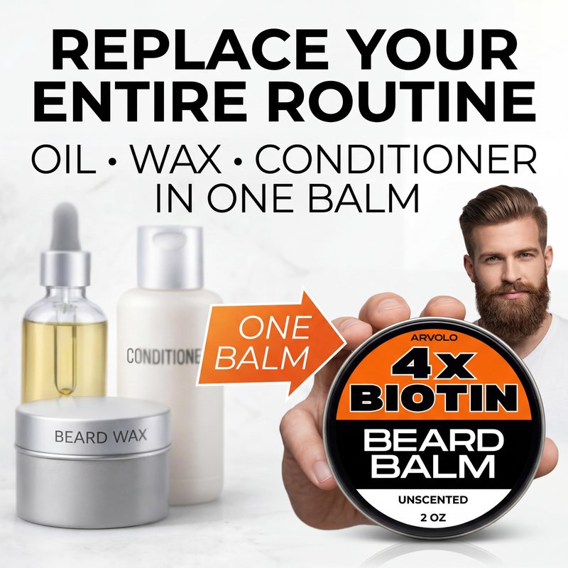 Arvolo Biotin Beard Balm for Men Care – Moustache & Beard Hair Growth, Shaper, Straightener, Filler & Softener Wax Butter Treatment, – For Growth, Grooming, Shaping
