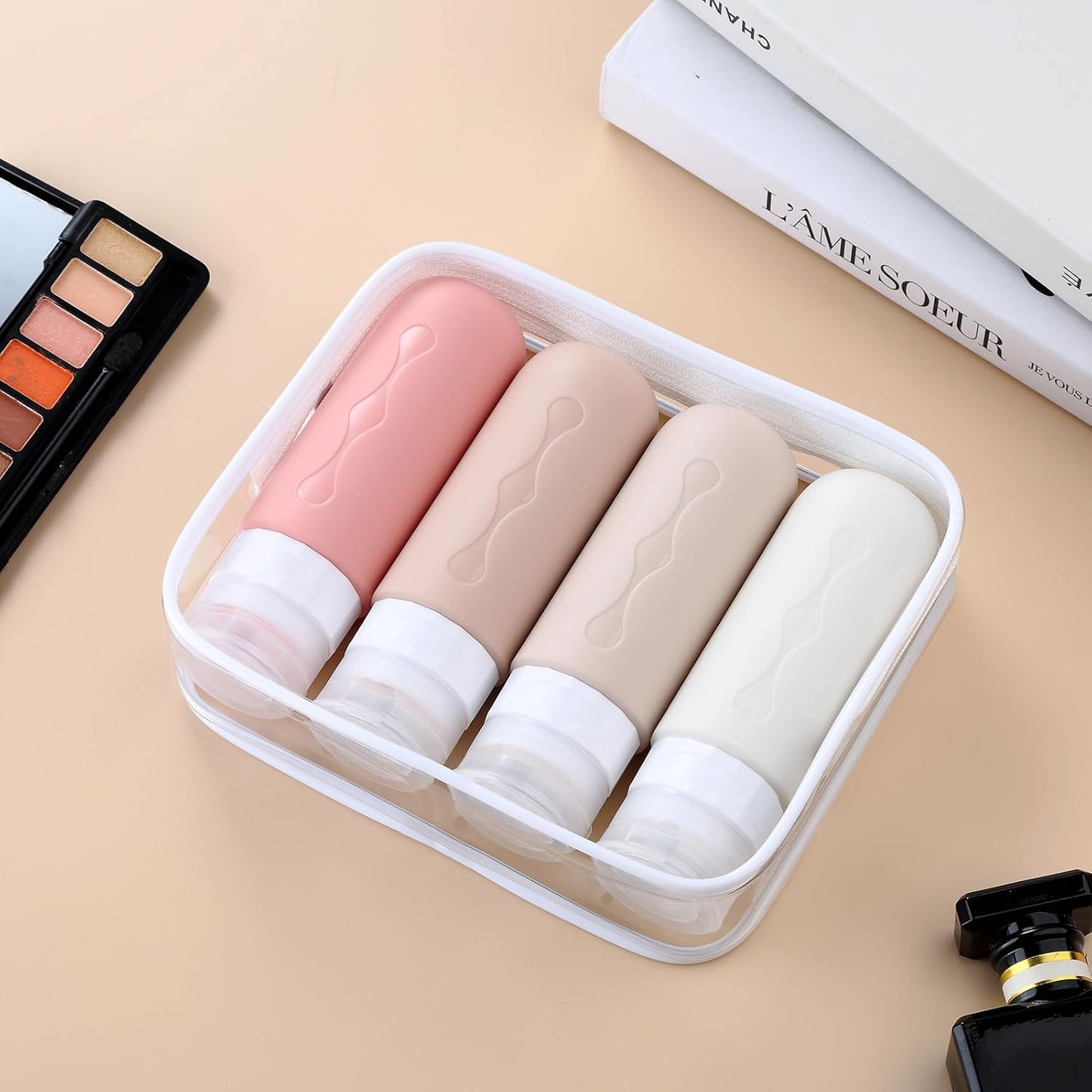 Travel Bottles for Toiletries - TSA Approved 3oz Leak-Proof Containers | BPA-Free Refillable Liquid Accessories (4 Pack)