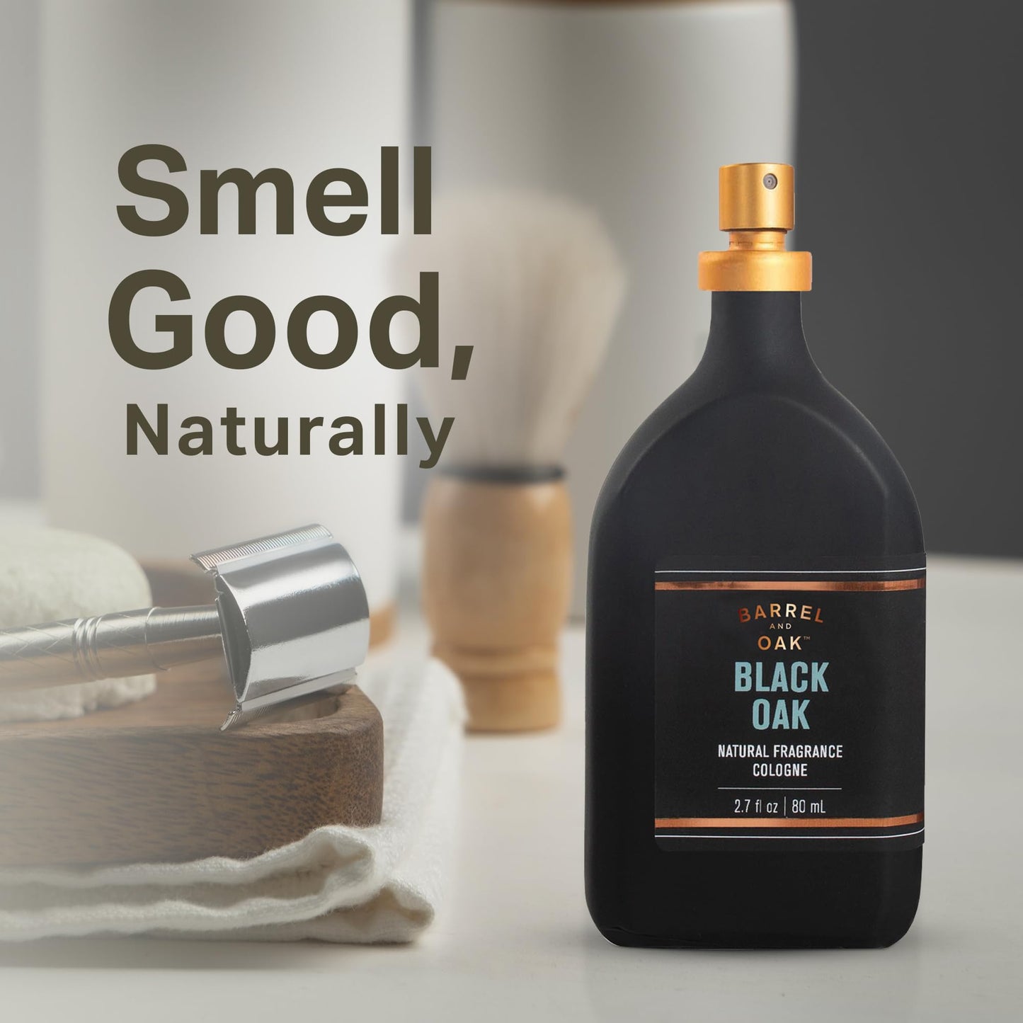 Barrel & Oak Cologne for Men, Natural Essential Oil-Based Men's Fragrances, Long-Lasting Men's Cologne for Day & Night, Paraben & SLS-Free, Gifts for Men, Black Oak, 2.7 oz