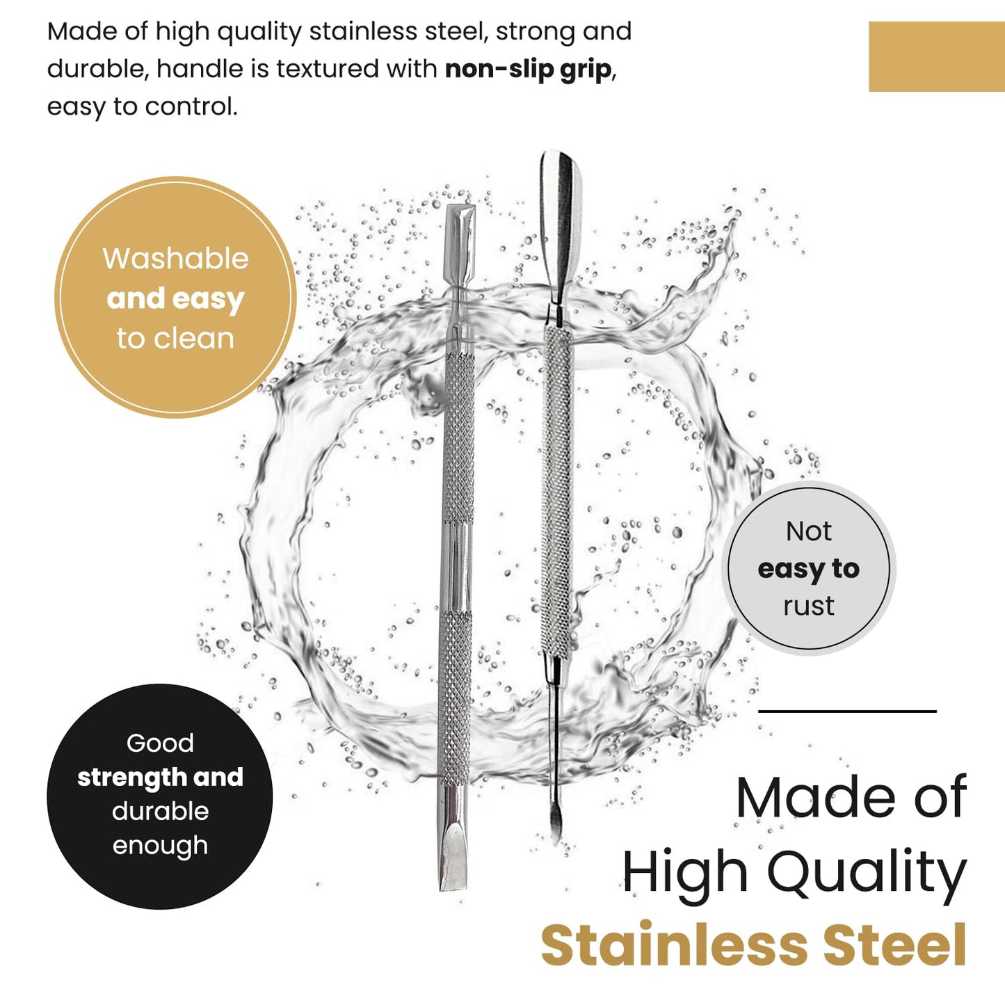 Professional Nail Cuticle Pusher Tool - Dual-Sided Stainless Steel Cuticle Remover & Trimmer | 2-Pack Set