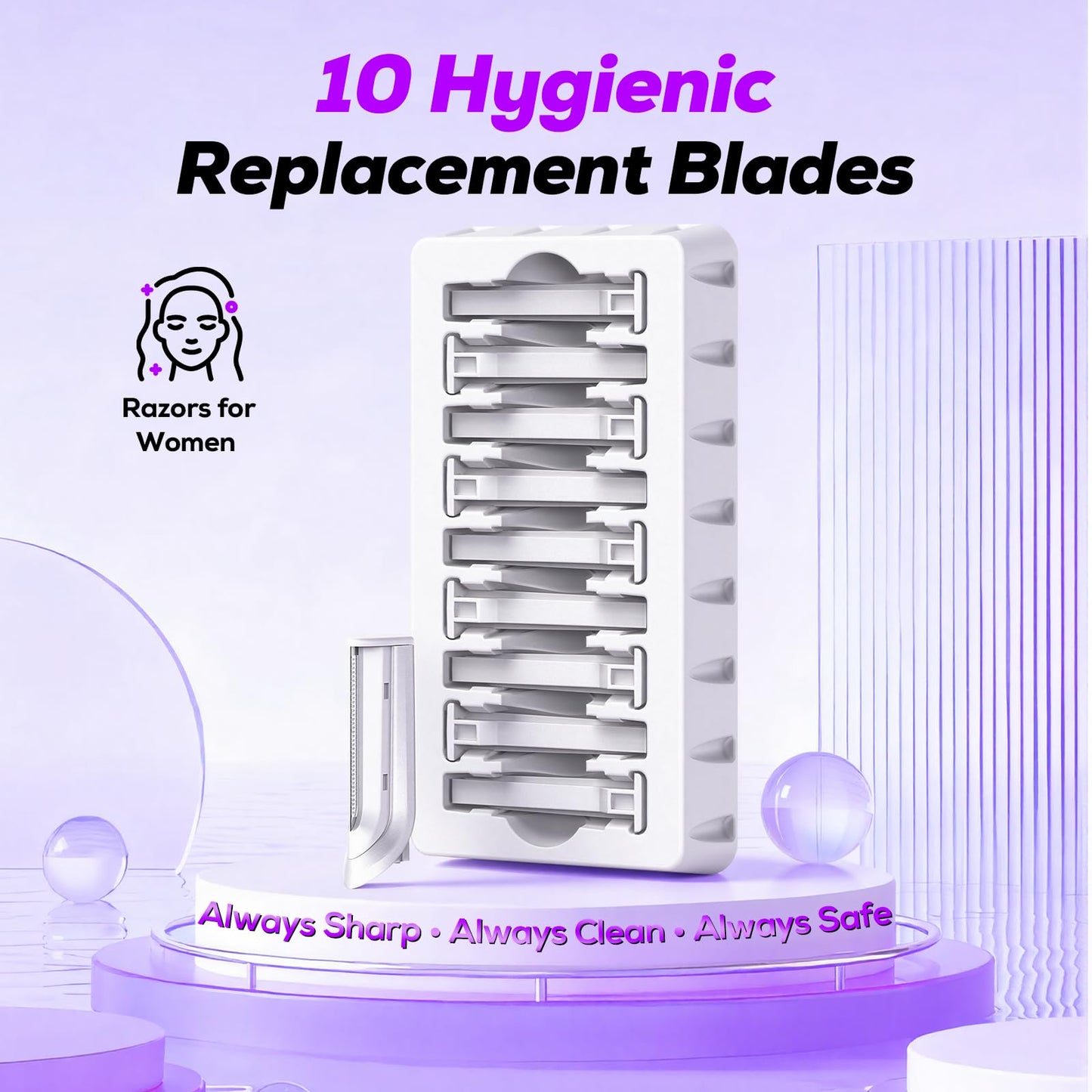 COPCOP Sonic Dermaplaning Tool & Eyebrow Trimmer for Women with Built-in LED Light – Gentle Dermaplane Razor for Peach Fuzz Removal & Facial Hair, 10 Replacement Blades, Smooth & Radiant Skin