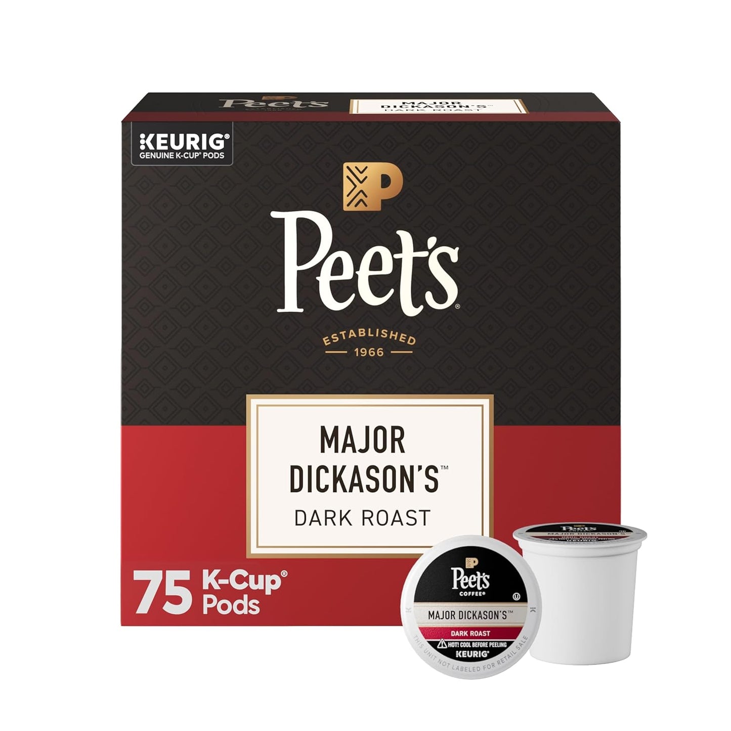 Peet's Coffee Dark Roast K-Cup Pods - Major Dickason's Blend | 75 Count 100% Arabica Coffee