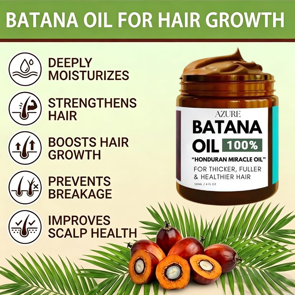 Azure Batana Oil for Hair Growth - 100% Pure Hydrating Oil for Thicker, Stronger Hair | Scalp Health for Men & Women