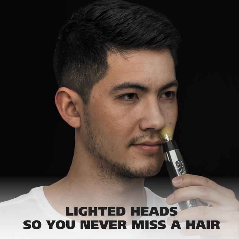 Wahl Lithium Battery Powered Lighted Ear, Nose, & Brow Trimmer – Painless Eyebrow & Facial Hair Detail Personal Trimmer – Model 5546-400