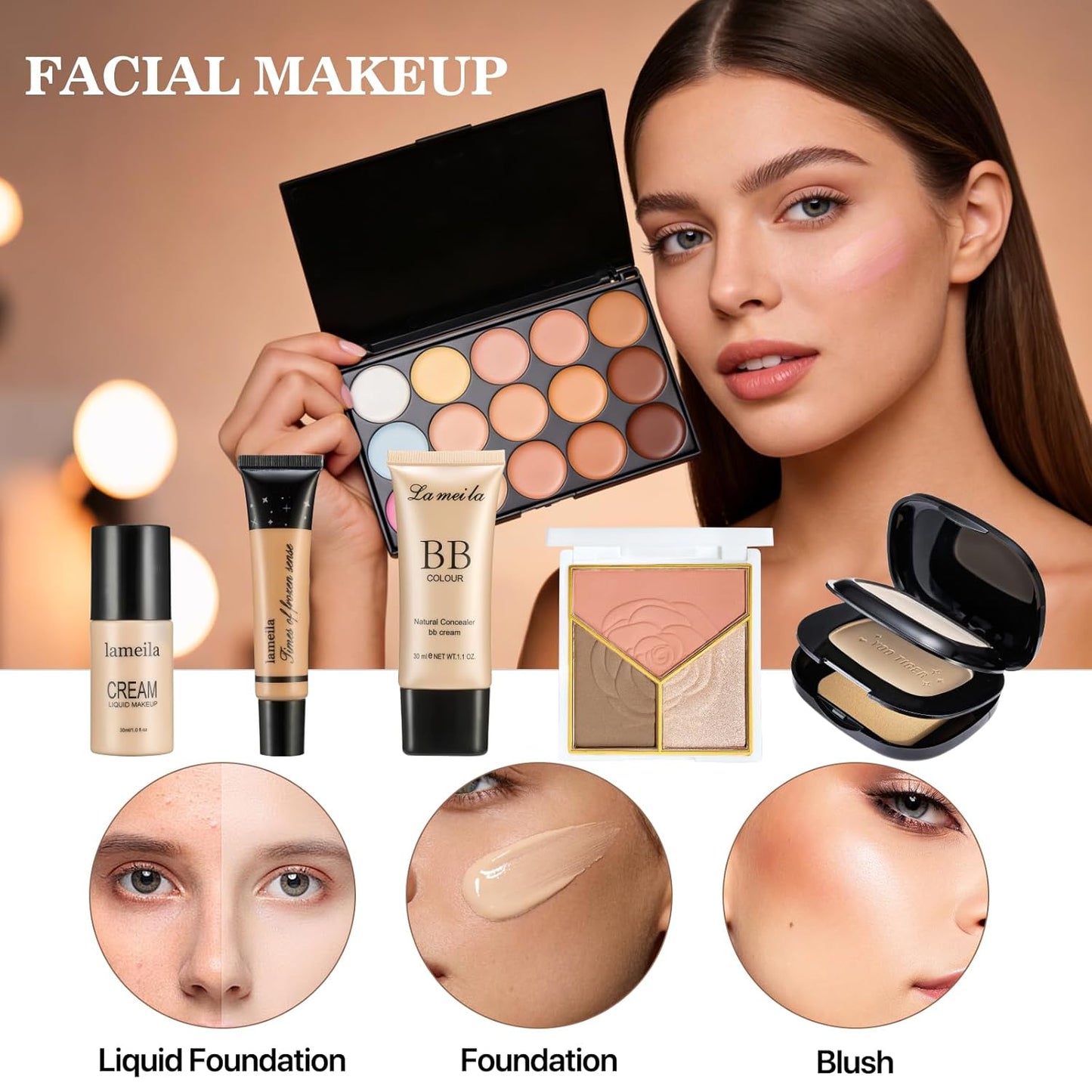 Makeup Essential Bundle - All-in-One Makeup Set for Women | Foundation, Eyeshadow Palette, Lipstick & More