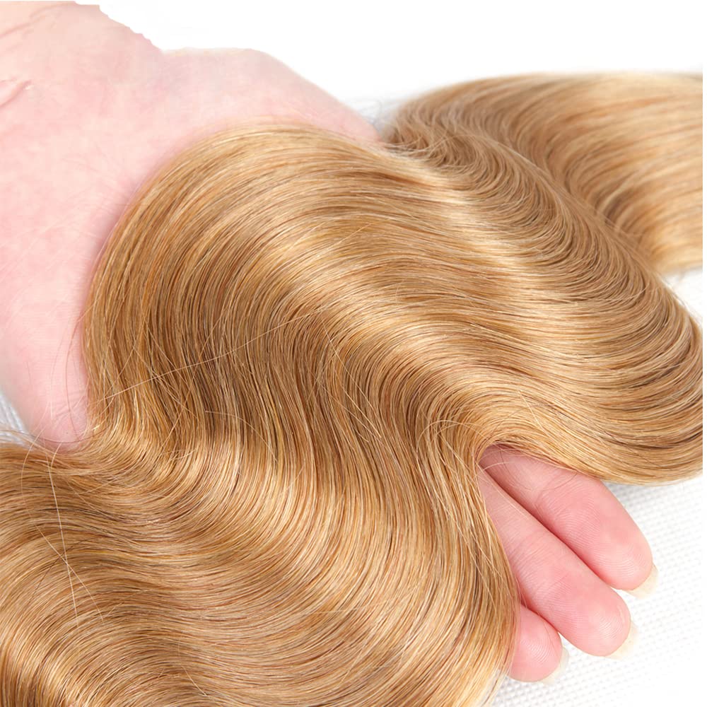 Honey Blonde Bundles 27 Body Wave 3 Bundles Huma Hair 16 18 20 inch 300g AuokMar Unprocessed Virgin 27 Blonde Bundle Human Hair Extensions