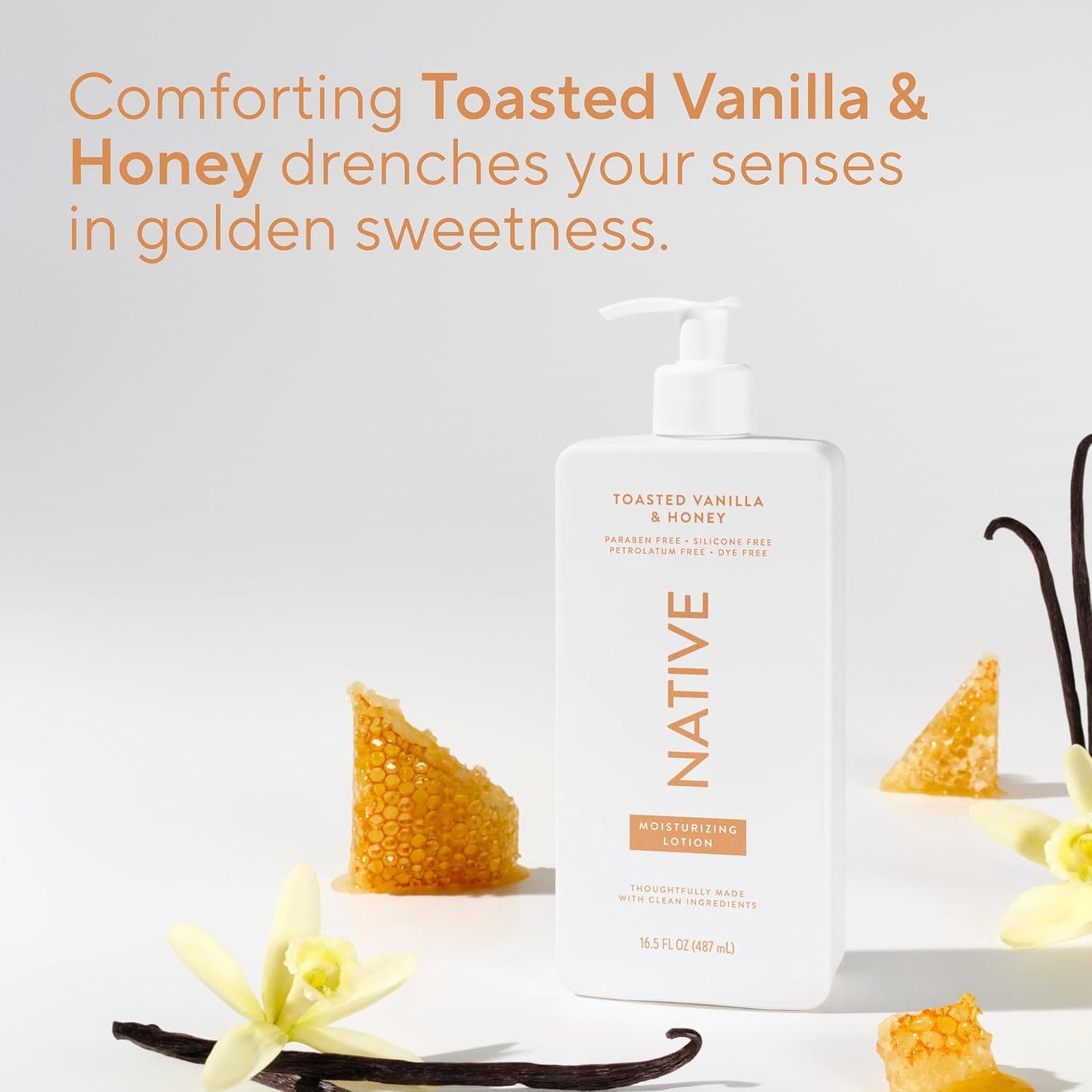 Body Lotion with Plant-Based Moisturizers - Restores Dry Skin, Toasted Vanilla & Honey | 16.5 fl oz