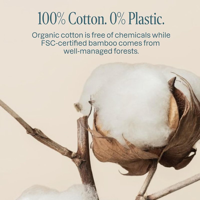 Organic Cotton Swabs - 400 Count Hypoallergenic & Chlorine-Free | Soft, Gentle & Absorbent