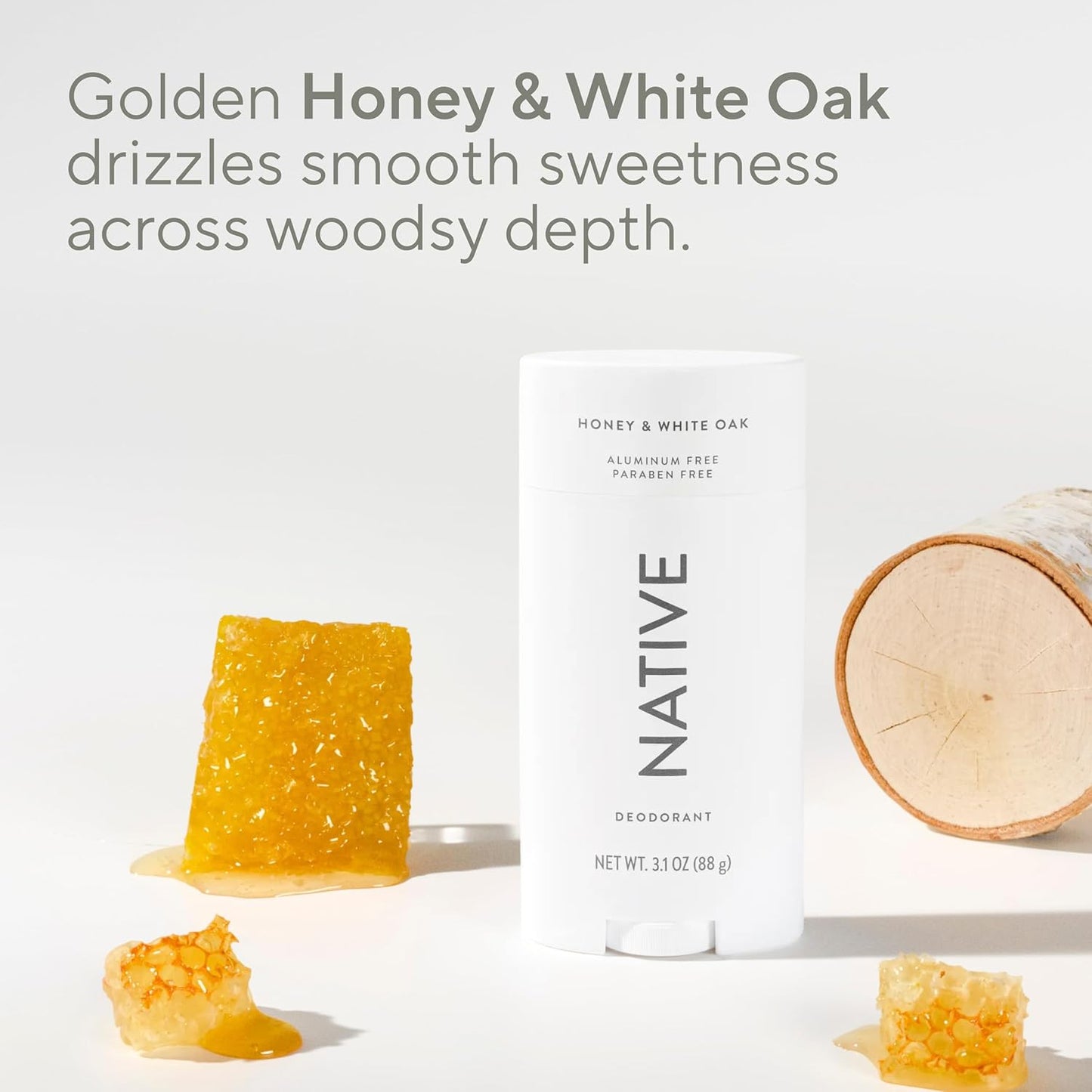 Aluminum-Free Deodorant Stick - Honey & White Oak | 72-Hour Odor Control, 3.1 oz for Men & Women