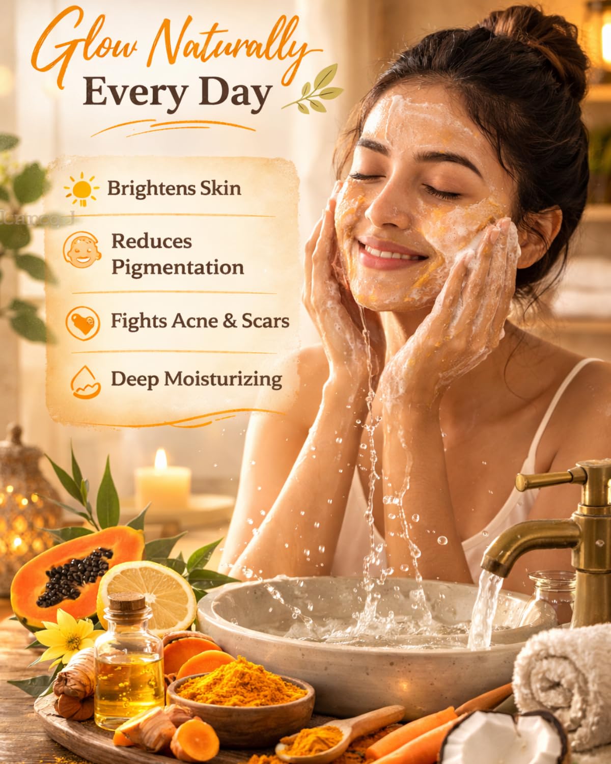 GratiHive Turmeric Soap for Dark Spots with Lemon, Papaya & Rice Extracts - Turmeric Soap Bar for Advanced Daily Cleansing - Helps reduce tan, pigmentation & blemishes - (100g x 2-Pack)