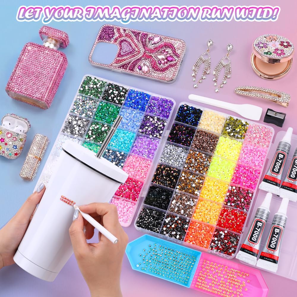 Resin Jelly Rhinestones - 48,000 Pcs Colorful 3mm Flatback Gems for Nails, Face Makeup & DIY Crafts
